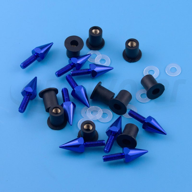 Amavoler 10 PCS M5 Motorcycle Windscreen Bolts Screws Kit,Universal Motorcycle CNC Windshield Windscreen Bolt Screw,Works on OEM or Aftermarket Windshields. (Blue) - Image 5